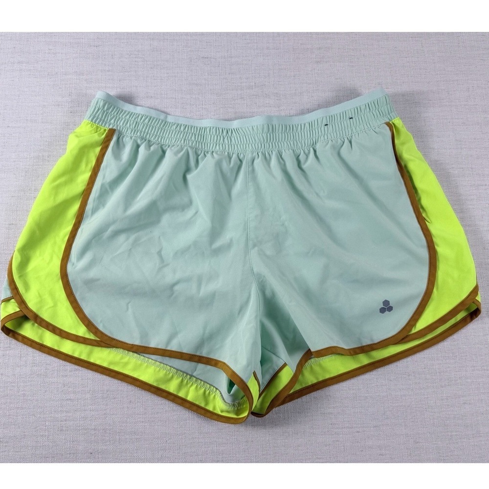 Tek Gear Workout Gear Womens XL Mint Green Neon Yellow Running Shorts